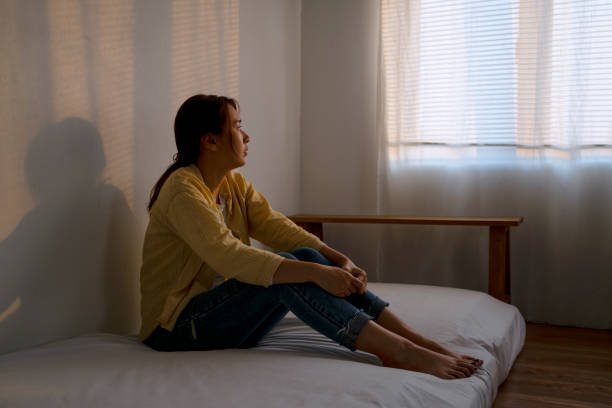 istock Sad woman is crying in bedroom. 1481849459