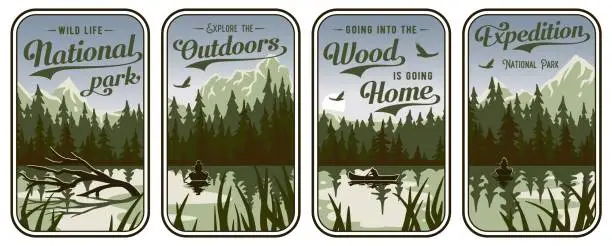 Vector illustration of Nature or wildlife for camping, adventure, outdoor