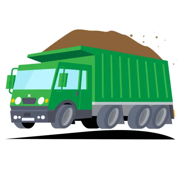 Vector illustration of Truck with sand. Construction transport