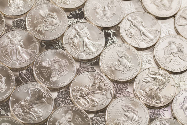 monete d'argento - gold coin ingot bullion foto e immagini stock