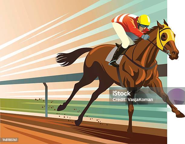 Thoroughbred Horse Racing Stock Illustration - Download Image Now - Horse Racing, Horse, Jockey