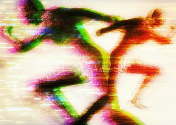 istock 3d illustration combining image effects on silhouettes of competing people 1481854078