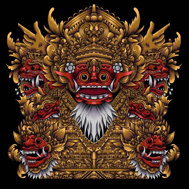 istock Temple of Barong Balinese Mask Illustration 1481855234