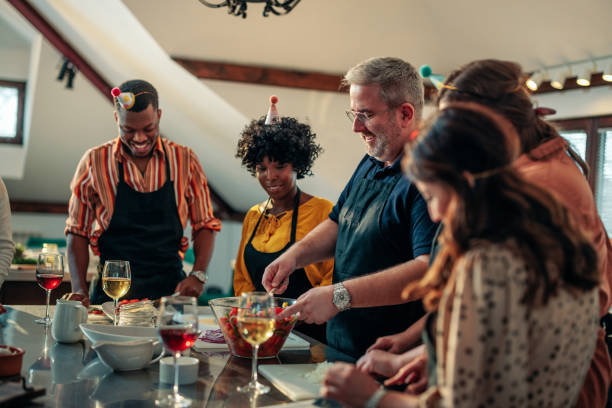 istock Birthday party learning cooking skills. 1481856635