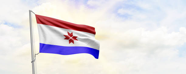 istock Mordovia flag waving on sky background. 3D Rendering 1481858613