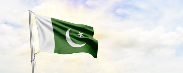 istock Pakistan flag waving on sky background. 3D Rendering 1481859450