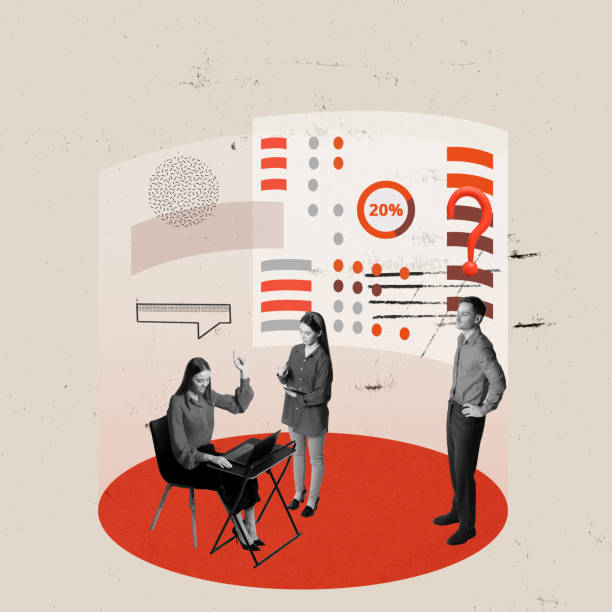 istock Contemporary art collage. Conceptual design. Managers meeting. Employees discussing current working issues and developing profitable strategy 1481864132