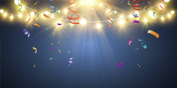 istock Christmas bright, beautiful lights, design elements. Glowing lights for design of Xmas greeting cards. Garlands, light Christmas decorations. 1481867489