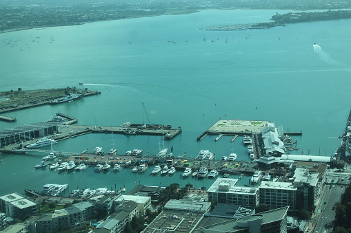 360° view of Auckland´s bay from the level 61 of the Skytower