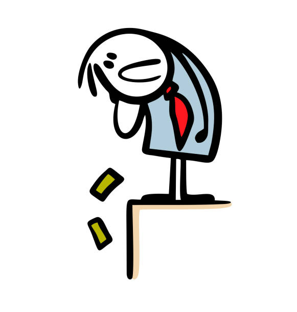 разочарованный бизнесмен в офисном костюме и галстуке безнадежно смотрит вниз на деньги, падающие в пропасть. - 7946 stock illustrations