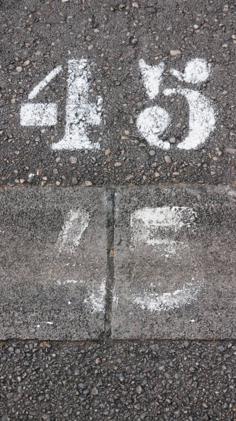 istock Number 45 in asphalt road 1481872702