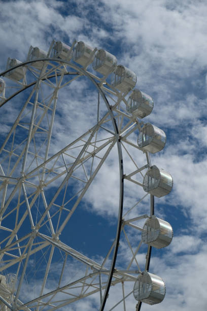 istock a white ferris wheel spins against a blue sky with blue clouds 1481877879