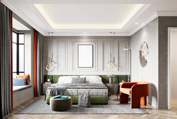 istock 3D Render of bedroom in luxury hotel 1481878963