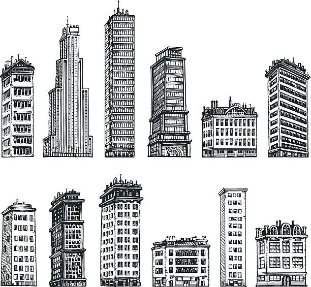 Vector illustration of Sketchy Buildings