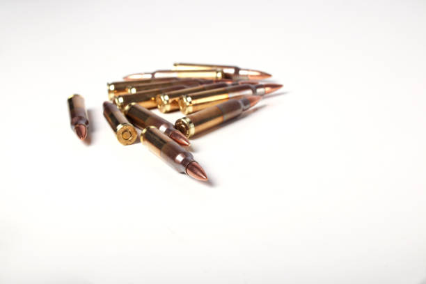 AR15 bullets on a white background. 223 rem. 5,56 nato