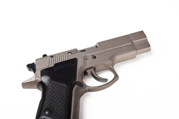 istock Pistol 9 millimeter pistol on a white background. Fort. Silver and black 1481881979