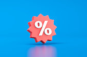 Percent icon, price tag, sticker or badge. Sale, discount and promotion design element.
