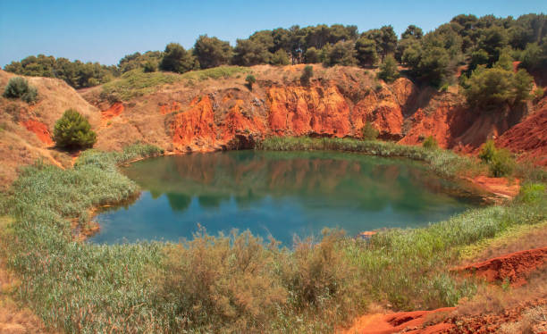istock Artificial lake created by flooding an old bauxite quarry in Otranto, Italy. 1481883886