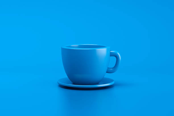 filiżanka blue coffee na niebieskim tle - coffee cup black coffee isolated zdjęcia i obrazy z banku zdjęć