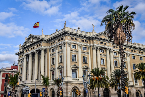 The Pillars of Gobierno Militar In Barcelona, Spain