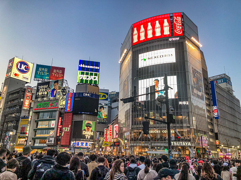 Tokyo, Japan - March 19, 2023: famous shopping and dining street Takeshita in Tokyo.  400 Meters of Fun, Food and Fashion.