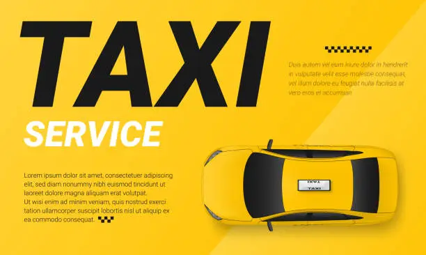 Vector illustration of Taxi service yellow cab advertising banner design template realistic vector illustration