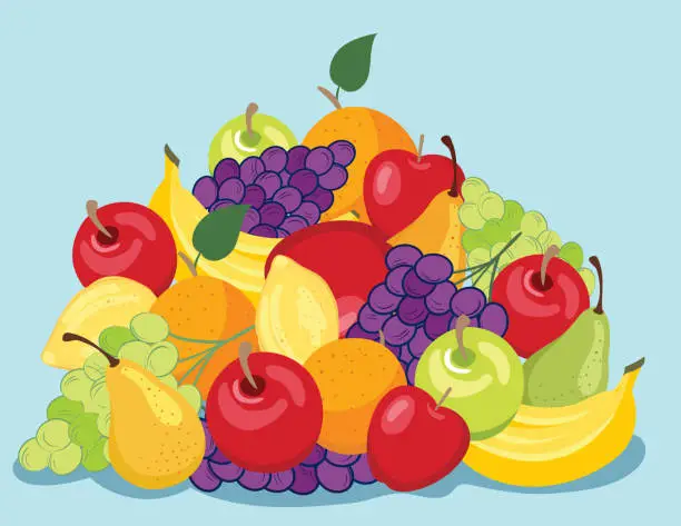 Vector illustration of Big Pile Of Fruits