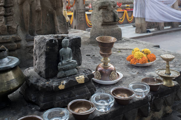 12 25 2014 Rituals in Tibetan Mythology at Maha Bodhi Complex Bodhgaya Bihar India.Asia.