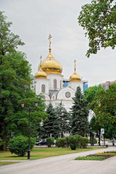 The Military Cathedral of Prince Alexander Nevsky The Military Cathedral of Prince Alexander Nevsky is the main Orthodox church in the city of Krasnodar, destroyed in 1932 and rebuilt in 2003-2006. krasnodar stock pictures, royalty-free photos & images