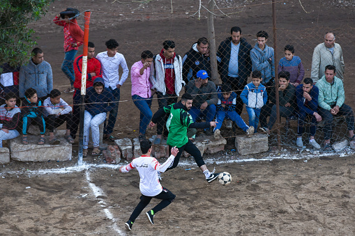 A fans watching a match of Mahlet Roh Ramadan Football Tournament on April 12, 2023 in Gharbeyah, Egypt