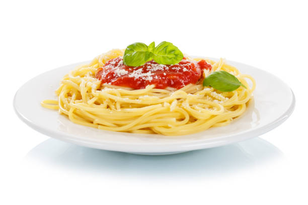istock Spaghetti isolated on a white background meal from Italy pasta lunch with tomato sauce 1481901896