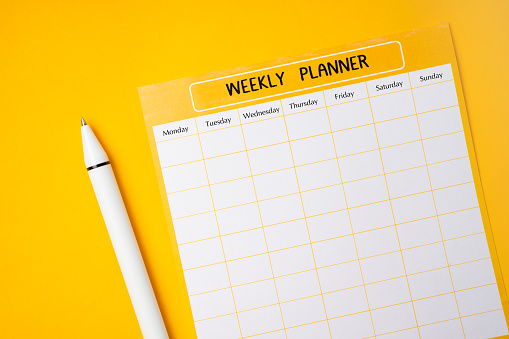 Program Schedule Empty The Blank Weekly Plan Notice Block On Yellow Background Empty Schedule ...