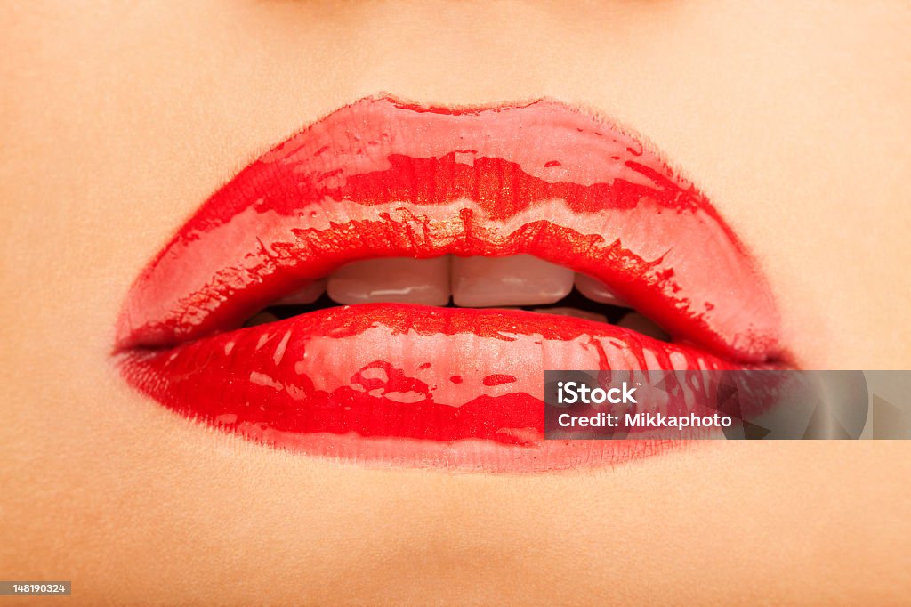 Labbra sensuali - Foto stock royalty-free di Adulto