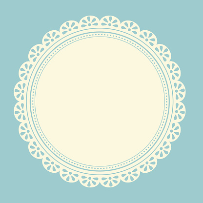 Decorative White lace Doilies. Openwork round frame on background.