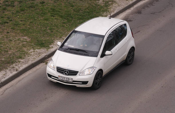 Belarus, Minsk-13.04.2023: A compact car Mercedes-Benz B-class (W246) on a city street.