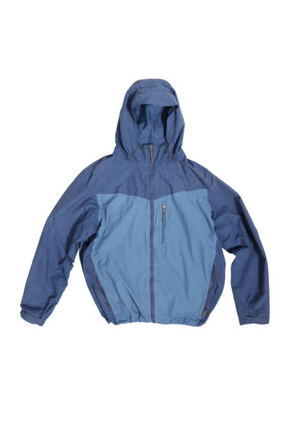 blue street jacket with hood isolated on white background - bolero jacket imagens e fotografias de stock
