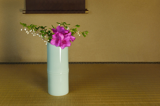 Flower Arrangement with Pink Azalea/Studio Shot