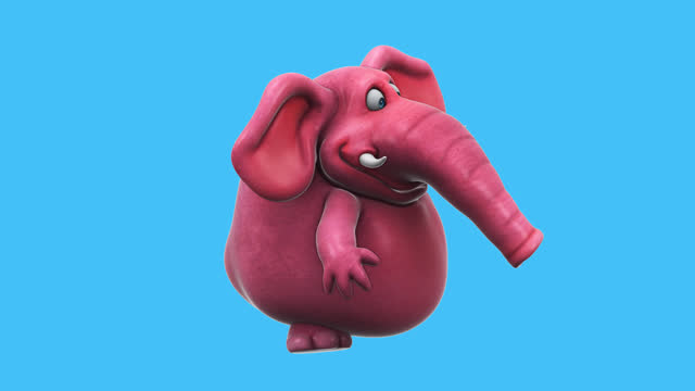 Fun 3D cartoon elephant dancing (with alpha channel included)