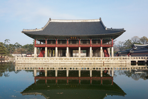 It is called Gyeonghoeru. This place is historically famous in Korea