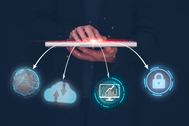 istock Business global internet connection technology , Financial and banking, Digital link tech, big data.man working with keyboard show connecting of world intrnet network,cloud computing,data and security 1481917692