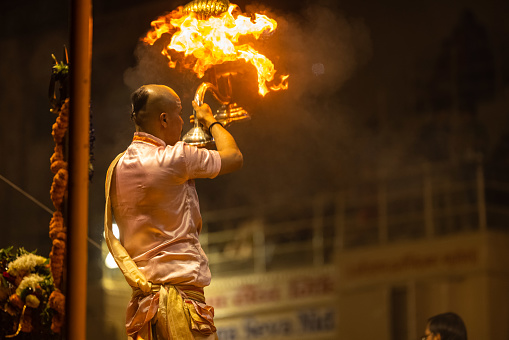 Uluwatu, Bali, Indonesia - November 22, 2012: Fire Breathing Show at Garuda Wisnu Kencana Bali