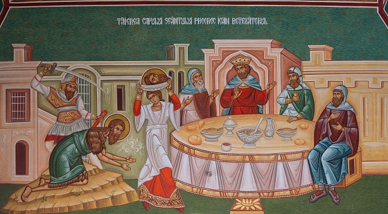 Salva, Romania – September 24, 2022: It is a biblical scene depicting the beheading of Saint John the Baptist
