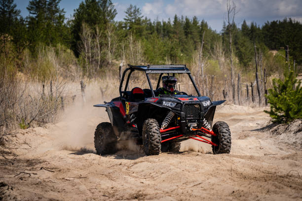 istock Summer UTV, ATV & offroad driving in dust. Quad racing 1481925320