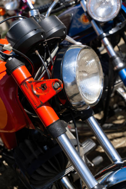 istock Retro motorcycles parked on the street 1481925667