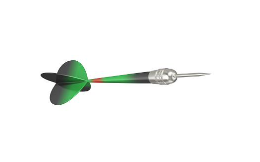 3d Render Dart Arrow Gradient Color, Hit the target from 12, Object Path, Concept to achieve success and target (isolated on white and clipping path)