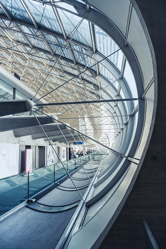 passenger area with steel glass facade at Airport in Paris