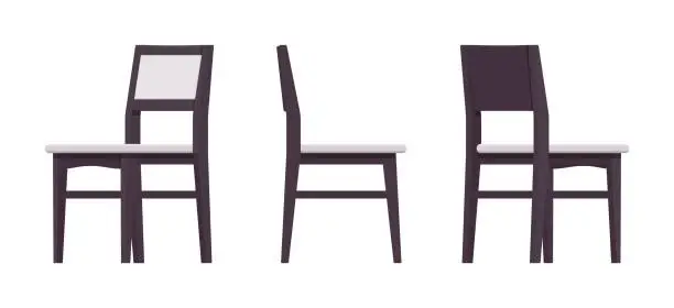 Vector illustration of Dining side chairs, natural wood black set