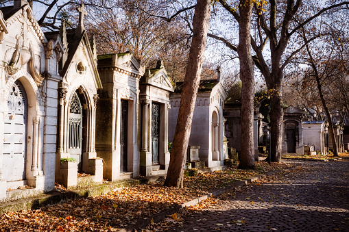 alley at pere lachaise cemetery in paris