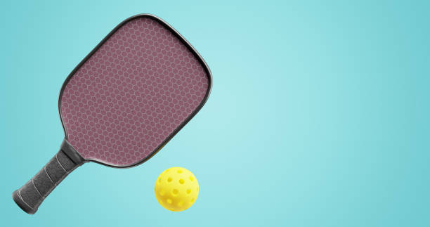 istock Racket and sports ball for pickleball. Close-up 3d render 1481936726