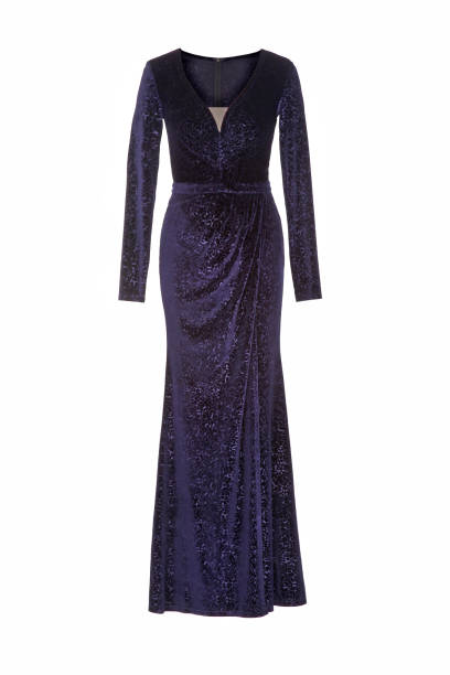 istock Long evening dress on white background 1481938543